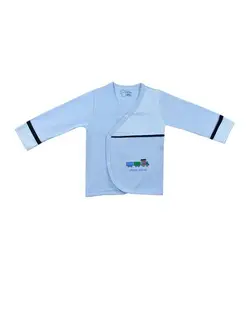 بلوز پسرانه نوزادی نخی آبی اسپیکو مدل ترن