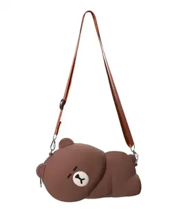 کیف دخترانه دوشی سیلیکونی قهوه ای سهای Sohay کد 2060001 طرح خرس تدی