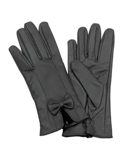 دستکش چرم زنانه مشکی کروکو Croco مدل پاپیونی چاکدار