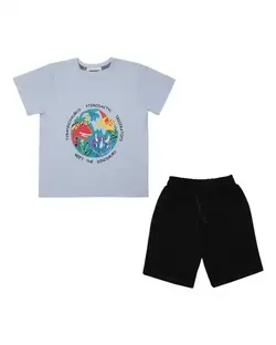 ست تی شرت و شلوارک پسرانه آبی فیورلا Fiorella مدل نگهبان کد 34066