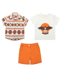 ست 3 تکه لباس پسرانه فیورلا Fiorella طرح سرخپوست کد 34058