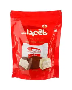 پشمک لقمه ای وانیلی و قهوه با روکش کاکائویی و شیری حاج عبدالله 350 گرم