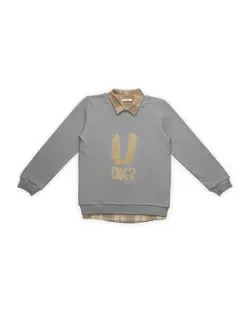 بلوز و پیراهن پسرانه کرم طوسی چهارخانه فیورلا Fiorella مدل ایلا