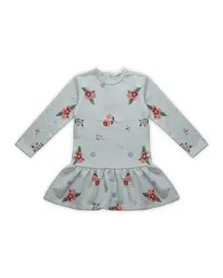 پیراهن دخترانه نخی طوسی گلدار فیورلا Fiorella کد 33507