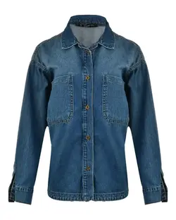 شومیز زنانه جین پایین هلال قد 70 آبی تیره رویال جین Royal Jeans کد 521342