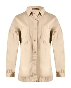 شومیز زنانه کتان بغل چاک دار قد 70 کرم رویال جین Royal Jeans کد 000700