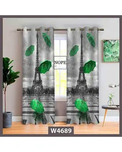 پرده مخمل نوپه هوم Nopehome مدل پانچی طرح برج ایفل و چتر کد W4689