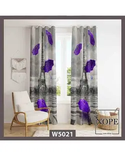 پرده مخمل نوپه هوم Nopehome مدل پانچی طرح چتر و برج ایفل کد  W5021