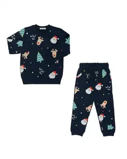 ست بلوز و شلوار نوزادی پسرانه سرمه ای فیورلا Fiorella مدل کریسمس کد 24534