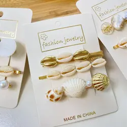 گیره مو سنگ و صدف پک سه عددی