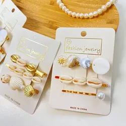 گیره مو سنگ و صدف پک سه عددی