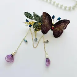 گیره فرانسوی پروانه یاقوتی نگینی آویزدار زایا