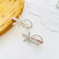 گیره مجلسی نقره ای نگین دار طرح صدف