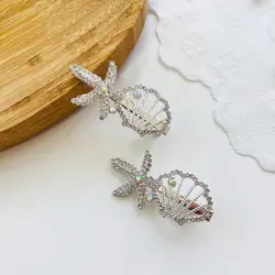 گیره مجلسی نقره ای نگین دار طرح صدف