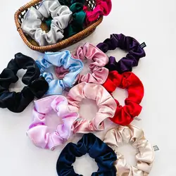 کش مو اسکرانچی ساتن قیطون دوزی