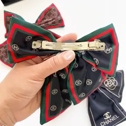 گیره فرانسوی پاپیونی پارچه ساتن برند