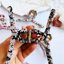 کلیپس روبانی روکش پارچه ای گلدار