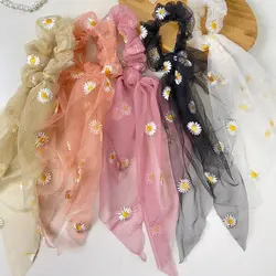 کش مو اسکرانچی دنباله دار توری طرح بابونه