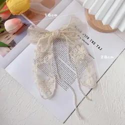 کش مو کریستالی آویز گیپور و مروارید