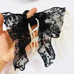 کش مو کریستالی آویز گیپور و مروارید