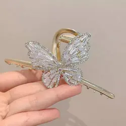 کلیپس فلزی روبانی پروانه سنگ و نگین