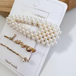 گیره تق تقی مرواریدی و پنس پک سه عددی طرح love