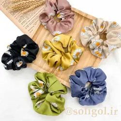 کش مو اسکرانچی ساتن طرح بابونه