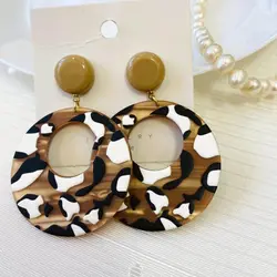 گوشواره دست ساز گرد طرح پلنگی