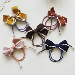 کش مو پاپیون دار پارچه ای دور سفید مرواریدی