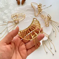 کلیپس فلزی کریستالی آویز دار