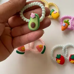 کش مو سیم تلفنی پیکسل دار ریز طرح میوه