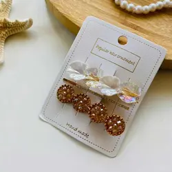 پک 3تایی گیره مو پنسی ژورنالی طرح صدف