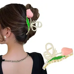 کلیپس فلزی رزینی گل لاله نگینی اعلا