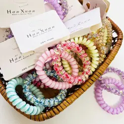 کش مو و دستبند تلفنی گل گلی دو عددی