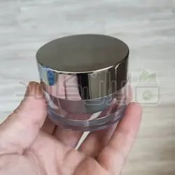 ظرف کرم (جار) 50گرمی نقره‌ای آبکاری شده کروم
