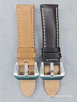 بند چرمی طرح ساده دوخت دار سایز: 22 LEATHER STRAP