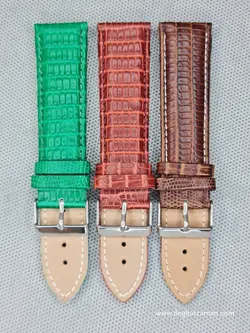 بند چرمی طرح پوست الیگاتور سایز: 22 LEATHER STRAP