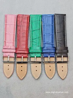 بند چرمی طرح پوست کروکودیل سایز: 22 LEATHER STRAP