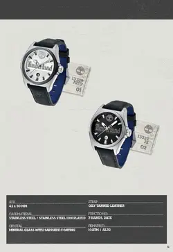 بند چرمی تیمبرلند سایز: 22 TIMBERLAND BACK BAY STRAP