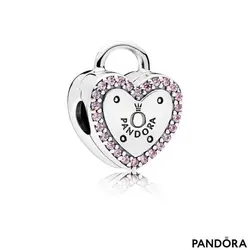 چارم و استاپر نقره پاندورا قفل قلب (دستبند،گردنبند)