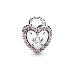 چارم و استاپر نقره پاندورا قفل قلب (دستبند،گردنبند)