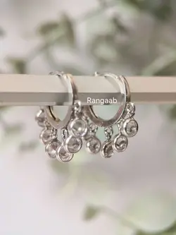 گوشواره آویز نقره پولک و مارکو با سنگ سفید