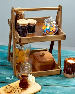 استند 2 طبقه چوبی بلوط  4000541