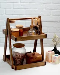 استند 2 طبقه چوبی بلوط  4000541