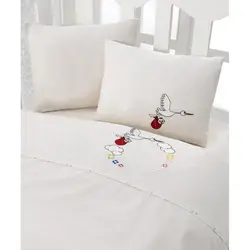 ست ملحفه نوزادی دوخت دار لک لک کاتن باکس Cotton box Leylek