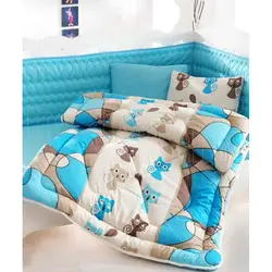 ست لحاف و ملحفه نوزادی پیشی آبی کاتن باکس Cotton box
