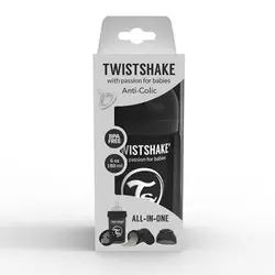 شیشه شیرضدنفخ تویست شیک 180میل مشکی Twistshake