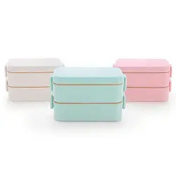 ظرف غذا بامبو 2 طبقه با قاشق و چنگال Lunch Box