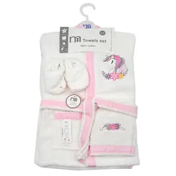 سرویس حوله تن پوش بچگانه مادرکر طرح اسب تک شاخ صورتی MotherCare