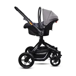 ست کالسکه کریر و کیف بی بی فور لایف مدل گویی رنگ طوسی Baby4life